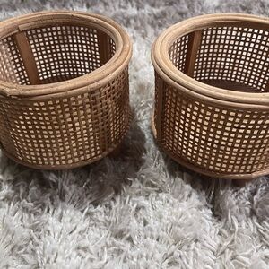 Natural Woven Rattan Baskets - Set of 2